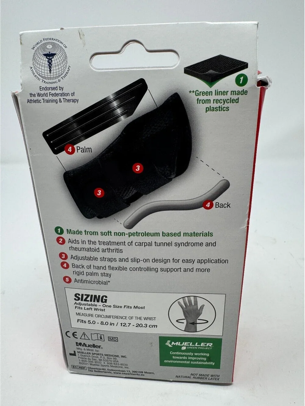 Mueller Sports Medicine Fitted Wrist Brace Left One Size Fits Most